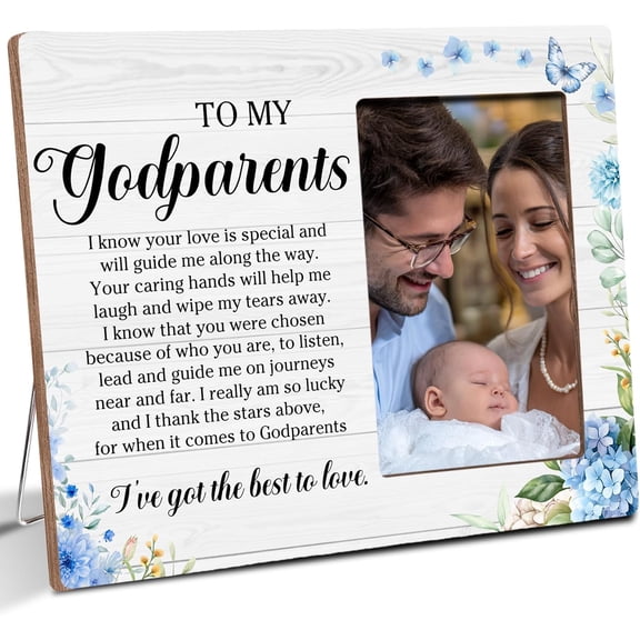 CERPXFF-Godparents Gifts for Baptism Picture Frame, Thank You Gift To My Godparents Wooden Picture Frame Gifts, Fits 4x6 Photo