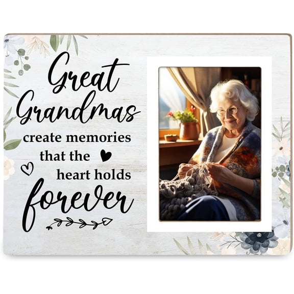 CERPXFF-Great Grandma Picture Frame Create Memories That the Heart Holds Forever,4x6 Wooden Photo Frame, Birthday or Mothers Day Gift for Great Grandmother 12P030