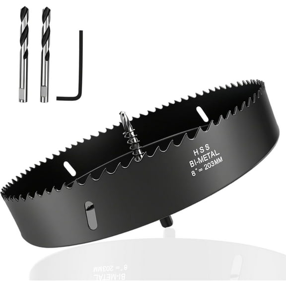 CERPXFF-Hole Saw 8-inch Metal Hole Saw Kit Set Bi-Metal Hole Cutter Drill Bit with Sharp Teeth for Drilling Holes in Wood, Plastic, Drywall, PVC Boards