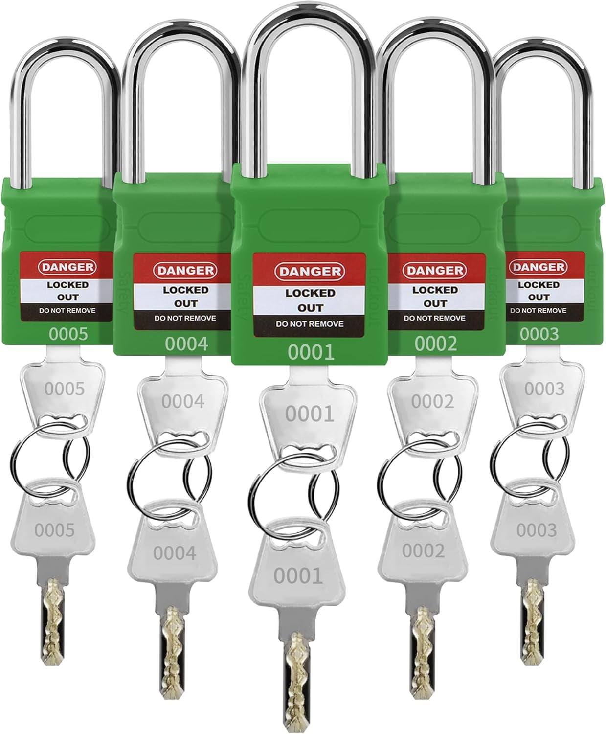 CERPXFF-Lockout Tagout Locks - 5 Pack Green Loto Locks, Keyed Differ ...