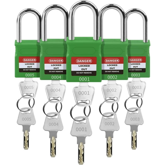 CERPXFF-Lockout Tagout Locks - 5 Pack Green Loto Locks, Keyed Differ ...
