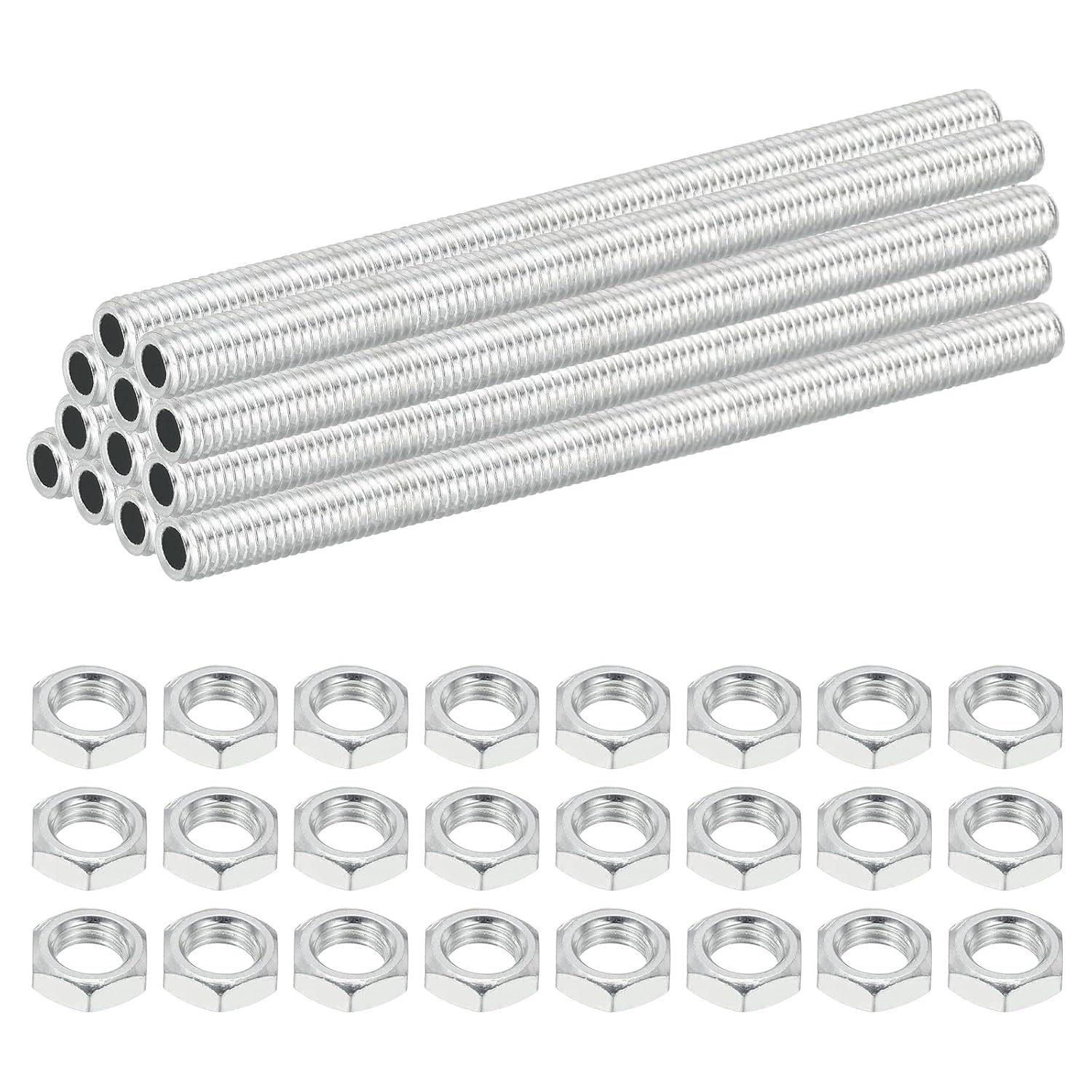 CERPXFF-M8 Fine Thread Carbon Steel Lamp Pipe with Nut, 12 Set 100mm/3. ...