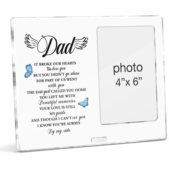 CERPXFF-Memorial Gifts for Loss of Dad, Sympathy Bereavement Gifts for Loss of Father, in Memory of Dad Remembrance Gift Acrylic Photo Frames, Photo 4 x 6 Inches