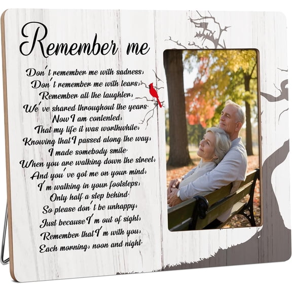 CERPXFF-Memorial Gifts for Loss of Loved One, Remember Me Frame Gift for Loss of Dad Mon, In Loving Memory Wooden Picture Frames, 4x6 inch Photo