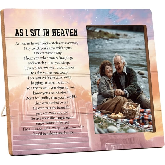 CERPXFF-Memorial Picture Frame Gift - In Memory of Loved One, As I Sit in Heaven - For Loss of Mother, Father, Grandma, Grandpa, Wife, Husband - B07
