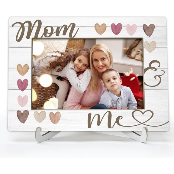 CERPXFF-Mothers Day and Birthday Present, First Time Mother 4x6 Wood Mom & Me Photo Frame for Desk Display A01