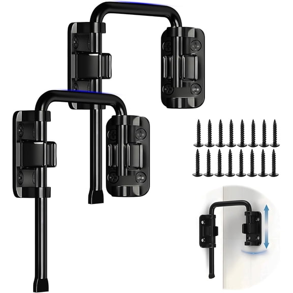 CERPXFF-Patio Sliding Door Loop Lock, Thickened Anti-Rust Sliding Gate Latch for Fence,Garden, Bathroom, Outdoor, Garage, Window (Black,2 Pack)