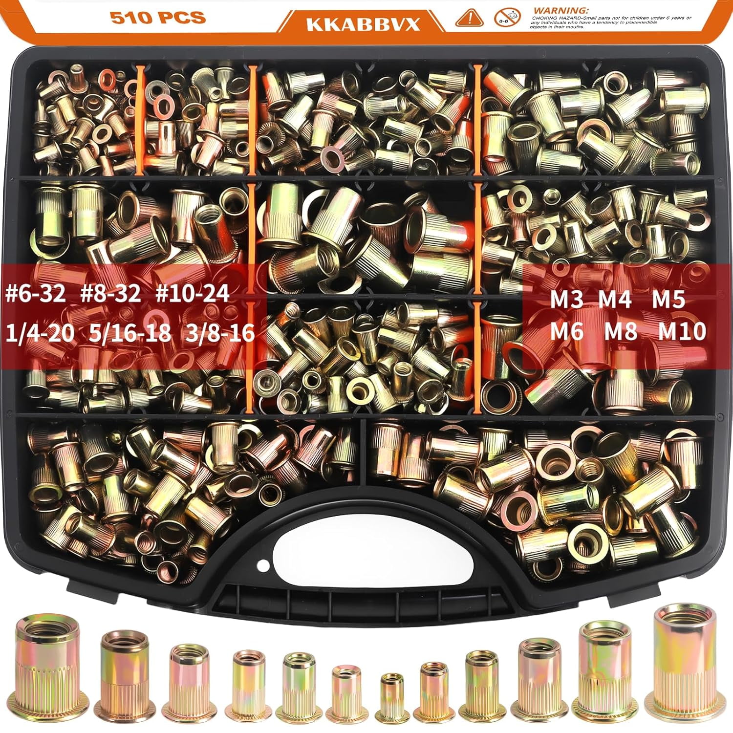 CERPXFF-Rivet Nuts Assortment kit, 510pcs SAE & Metric Rivet Nut ...