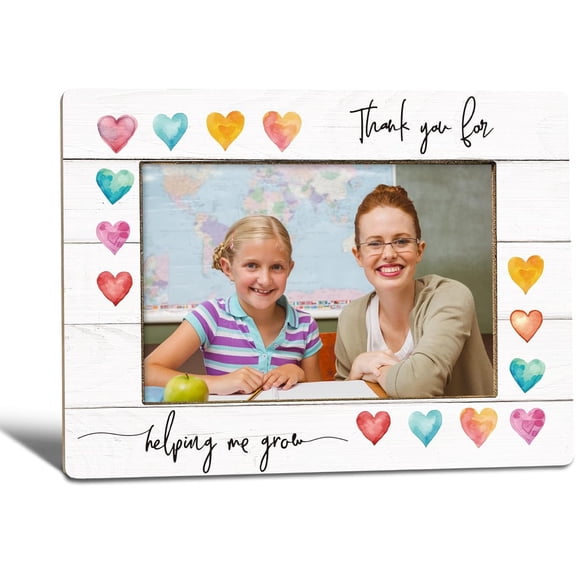 CERPXFF-Thank You for Helping Me Grow Picture Frame, Thank You Teacher Appreciation Gifts for Mentor Parents Coworkers, Teacher Photo Frame 4x6, Teachers Gifts from Students Wooden Photo Picture Fram