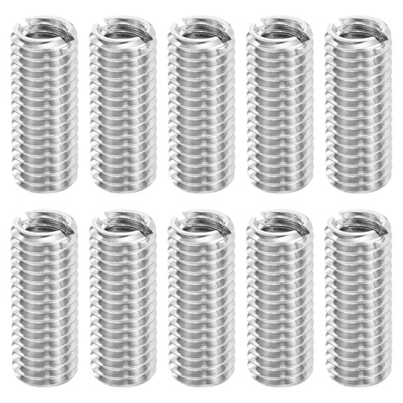 CERPXFF-Thread Adapters Sleeve Reducing Nut, 10 Pcs M8x1.25 Male to M6x1 Female Stainless Steel Nut Screw Reducer Conversion Fastener, Threaded Insert Repair Sleeve Reducer Nut, Silver