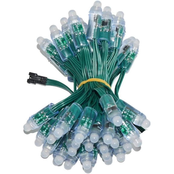 CERPXFF-WS2811 Diffused Digital RGB LED Pixel Lights Individually Addressable Round DIY LED Pixels Module IP68 Waterproof Green Wire DC12V 50pcs/Set