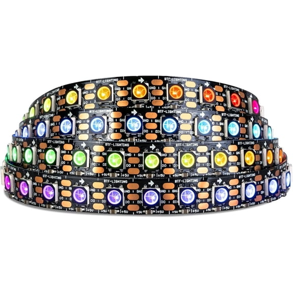 CERPXFF-WS2812B LED Strip Light 3.3FT 100LEDs DC5V Individual Addressable LED Strip SMD5050 RGB 100Pixel Dream Color Programmable LED Light Strip Flexible IP30 Non-Waterproof Black PCB