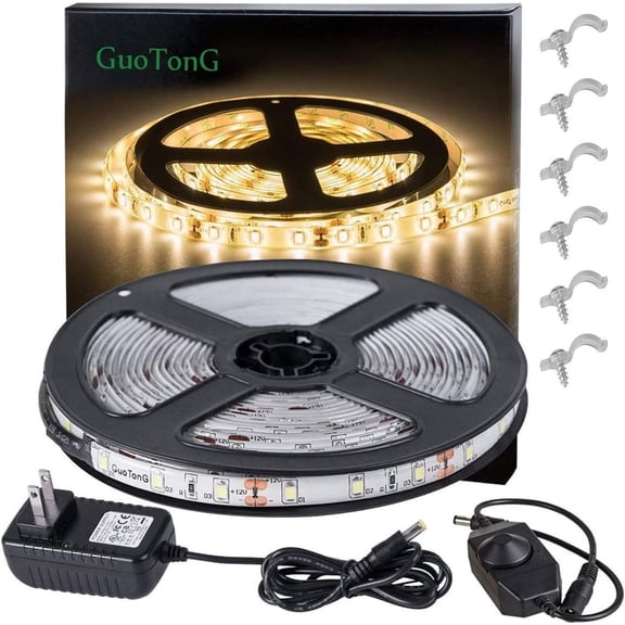 CERPXFF-Warm LED Strip Lights, Waterproof cuttable 300 SMD 2835 LED Tape, 6000K 12V Flexible Ribbon, Kitchen Cabinet Lighting, Outdoor/Indoor (Warm(16.4ft))