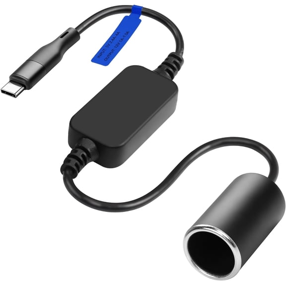 CERRXIAN 1ft USB C Male to 12V 18W Cigarette Lighter Socket Adapter Power Cable for Dash Cam,Radar Detector, GPS, Car Led Light Strips, and Other Automotive Electronics