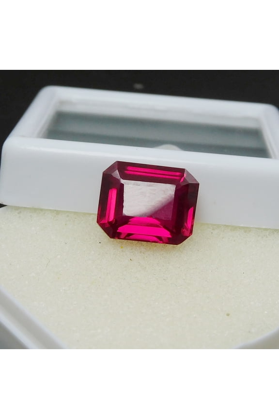 CERTIFIED Natural 9.85 Ct Red Ruby Emerald Cut Loose Gemstone Ring Size