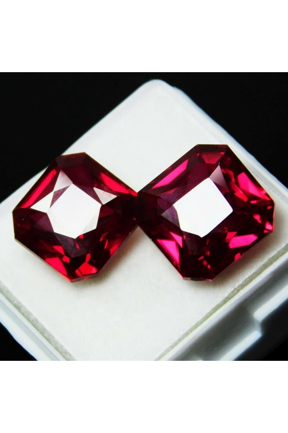 CERTIFIED Natural Red Ruby 16 Carat Square Cut Ring Size Loose Gemstone Pair