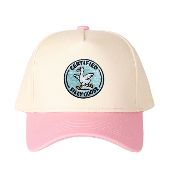 CERTIFIED SILLY GOOSE Letter Embroidered Color Block Trucker Hat Unisex Adjustable Cotton Breathable Fashion Cap for Travel Daily Wear
