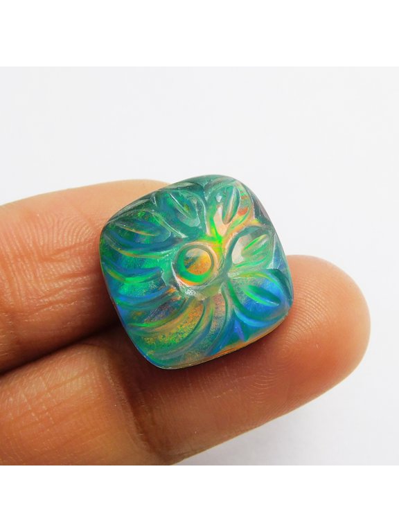 CERTIFIED Square Cut Natural Opal Doublet 14.45 Carat Ring Size Loose Gemstone