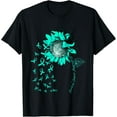 thumbnail image 1 of CERVICAL CANCER AWARENESS Sunflower Teal Ribbon T-Shirt, 1 of 5