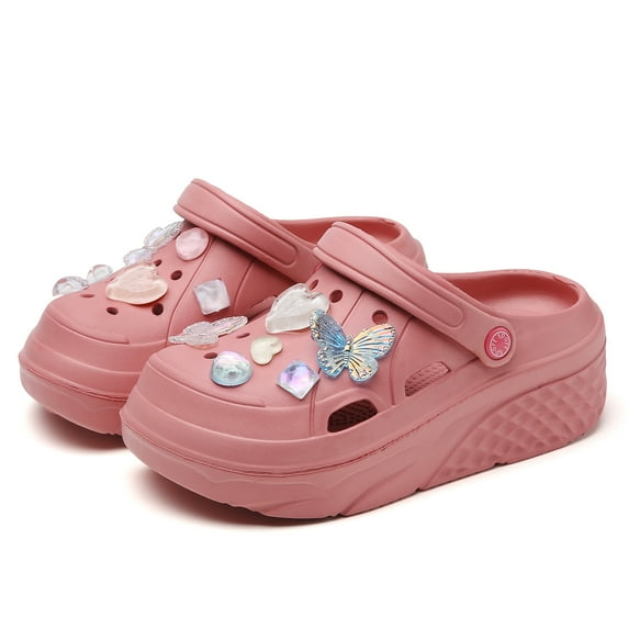 CERYTHRINA Gardener Platform Clogs Slippers Hight Heels Mules Clog Slip on Wedge Sandals Charm Butterfly