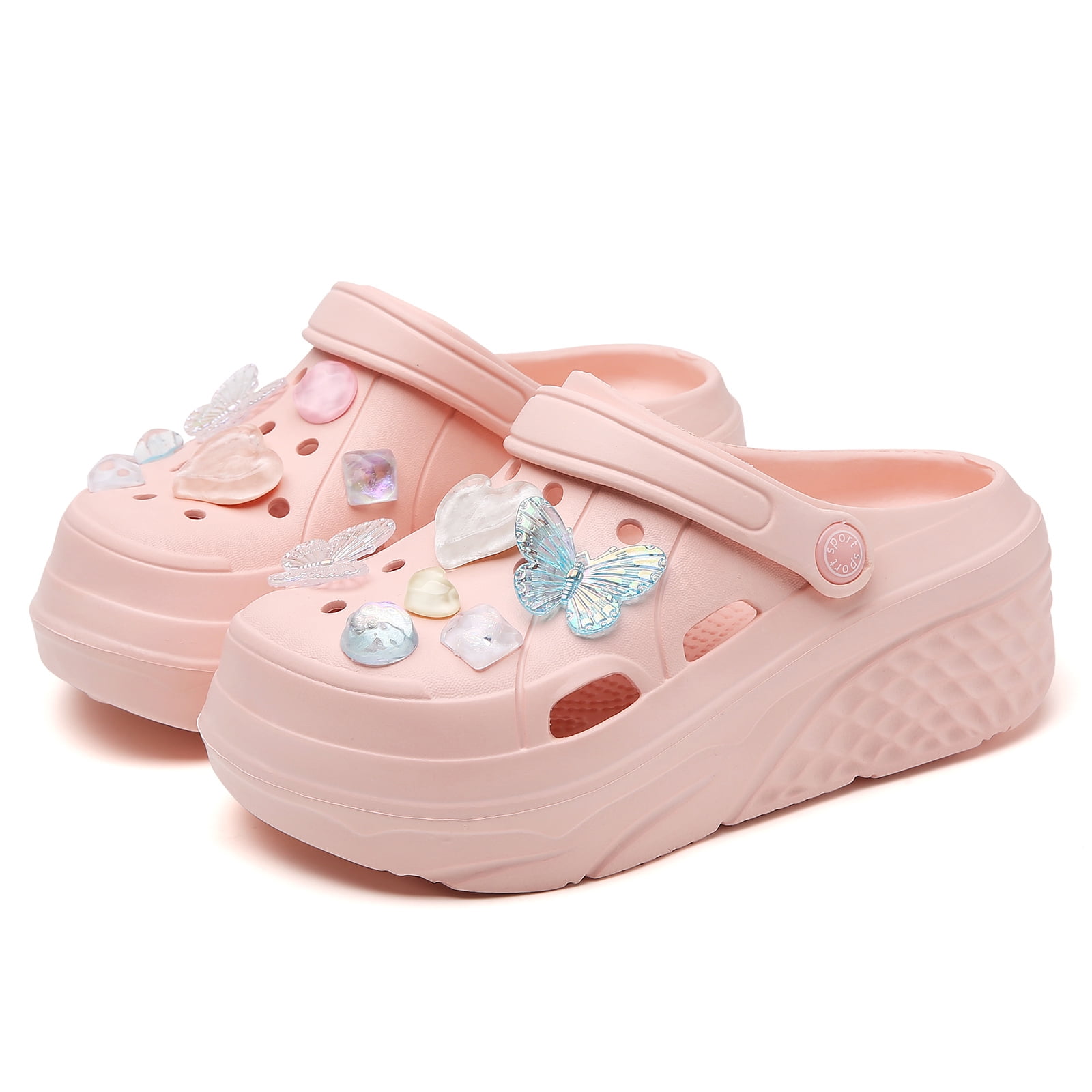 CERYTHRINA Zoccoli Piattaforma Da Giardiniere - Sandali Mules Con Zeppa, Rosa, Taglia 39