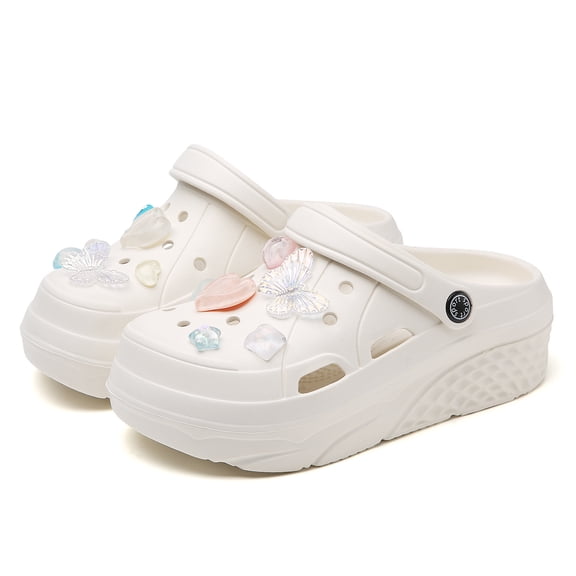 CERYTHRINA Gardener Platform Clogs Slippers Hight Heels Mules Clog Slip on Wedge Sandals Charm Butterfly