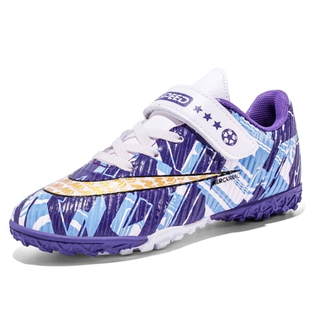 CERYTHRINA Kids Athletic Soccer Cleats Football Games Lightweight Comfortable Children Purple Size 29