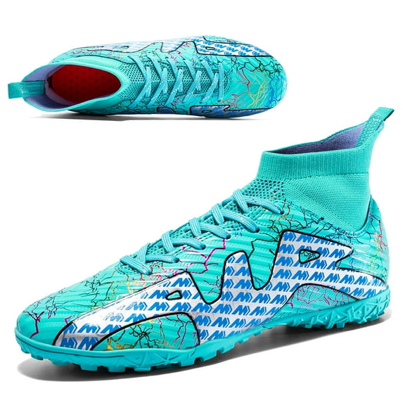 CERYTHRINA Men's Athletic Soccer Shoes Big Kids Youth Outdoor Training Firm Ground Soccer Cleats Green 38