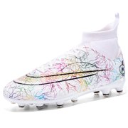 CERYTHRINA Men’s Soccer Cleats Football Boots Professional Training Turf Outdoor Indoor Sports Athletic Big Boy’s Sneaker White 34