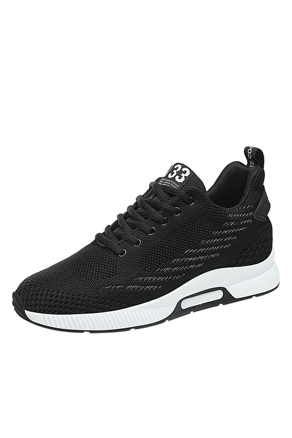 Mens Elevator Sneakers Lace up Sports Shoes Invisible Height Increasing Elevator Shoes 2.36 Inches Taller Lightweight Breathable Mesh Upper Hidden Heel Trainers Black 41