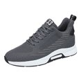 thumbnail image 1 of CERYTHRINA Mens Elevator Sneakers Lace up Sports Shoes Invisible Height Increasing Elevator Shoes 2.36 Inches Taller Lightweight Breathable Mesh Upper Hidden Heel Trainers Grey 41, 1 of 6