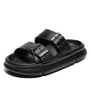 CERYTHRINA Slides for Boys and Girls Pillow Slippers Cloud Slide Two Adjustable Buckles Anti-Slip Super Light Shower Shoes Home Sandals Water Shoes Beach slides Little Kid/Big Kid Black 3334