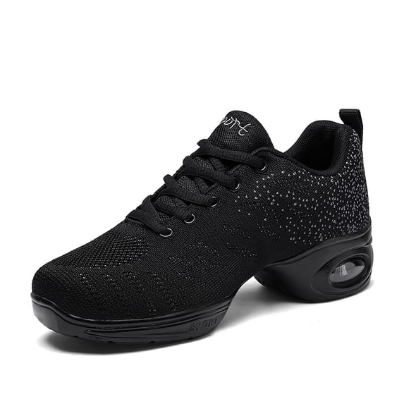 CERYTHRINA Women’s Jazz Shoes Lace up Zumba Platform Lightweight Split Sole Dance Sneakers Black 36