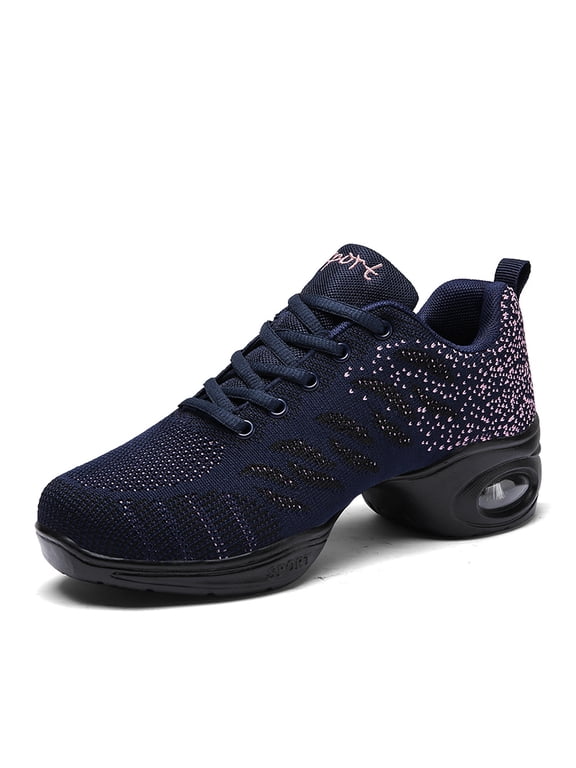 Women’s Jazz Shoes Lace up Zumba Platform Lightweight Split Sole Dance Sneakers Black 39