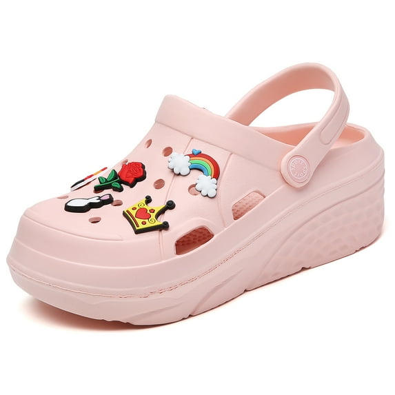 CERYTHRINA Womens Platform Clogs 2 in High Heels Mules Gardener Platform with Casual Clogs Pink 39