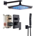 thumbnail image 1 of CES 12 inches LED Rainfall Shower Head with Brass Handheld Rain Shower System Shower Faucets Sets Complete or Bathroom Rough-in Valve Body and Trim Included Matte Black, 1 of 9