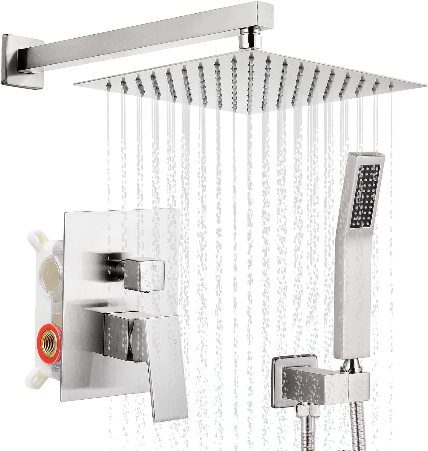 CES 16 inches Bathroom Rain Shower System with Pressure Balance Valve