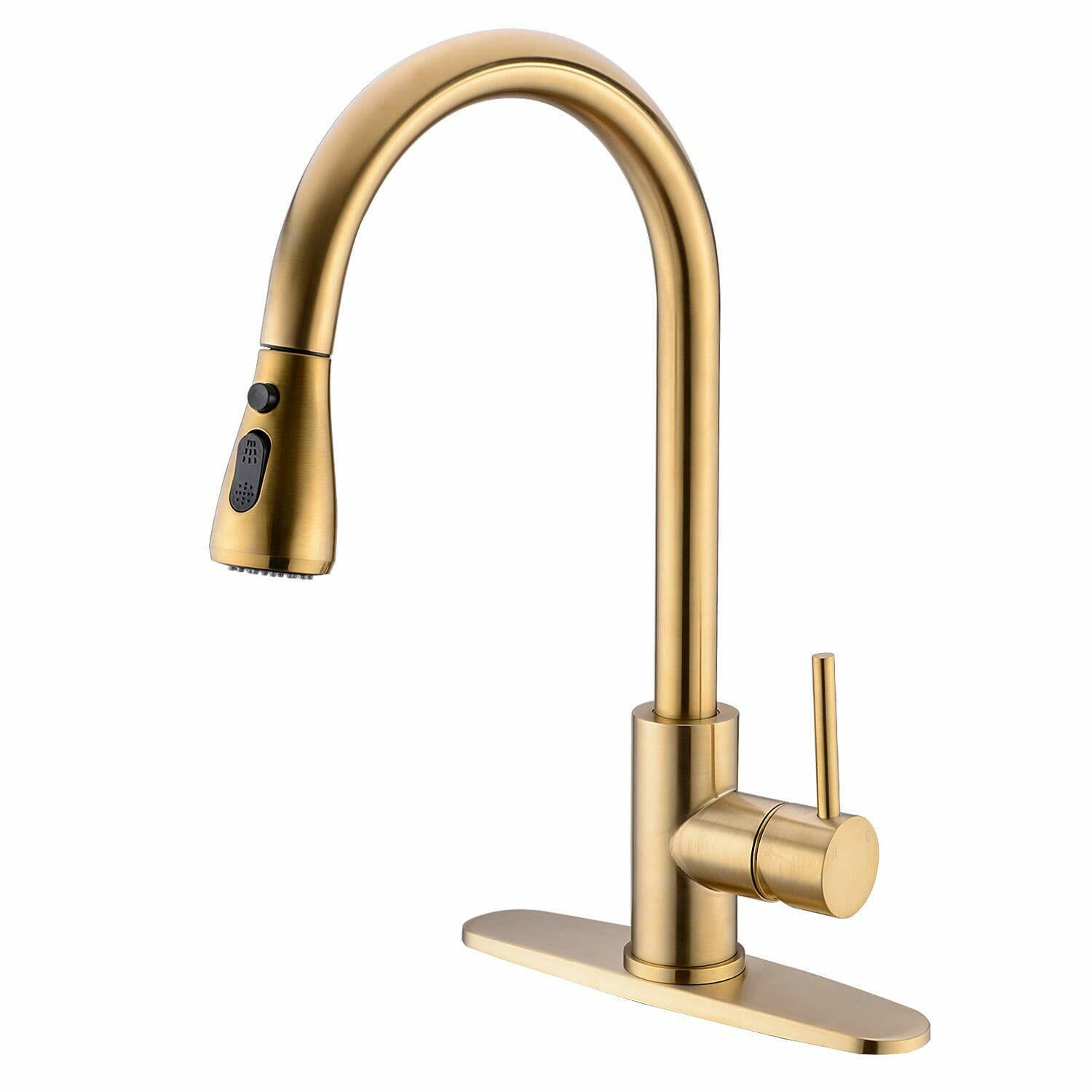 CES Single Handle Brushed Gold Kitchen Faucet with Pull Down Sprayer