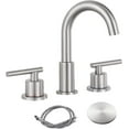 CES Brushed Nickel 3 Hole Bathroom Faucet, 8 inch Widespread Sink Faucet with Pop-Up Drain ...