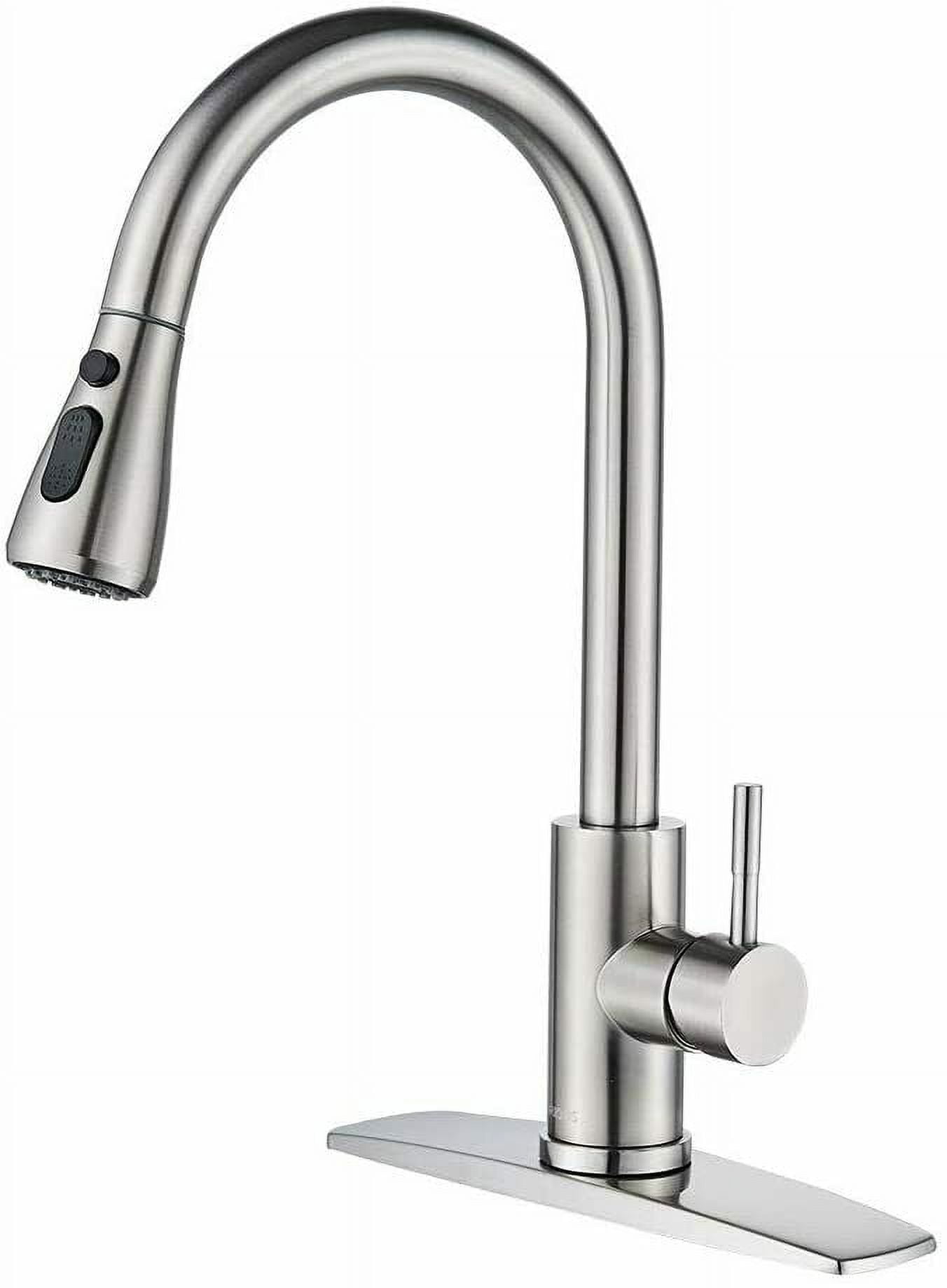 CES Commercial Kitchen Sink Faucet Pull Out Sprayer Mixer Tap Brushed Nickel&Cover