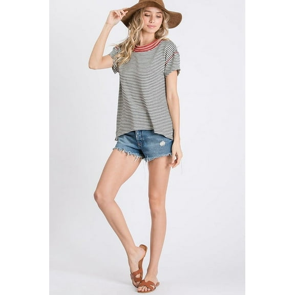 CES FEMME STRIPE KNIT CASUAL TOP