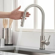 CES Kitchen Faucet Touch Kitchen Sink Faucet with Pull Down Sprayer Brushed Nickel Sensor Faucet Single Handle 2-Mode Touch On Off High Arc Commercial Modern Stainless Steel(Brushed Nickel)