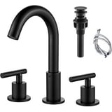CES Black Matte 8 Inch, 3 Hole Mount Bathroom Faucet with 2 Handles and Pop Up Drain - Walmart.com