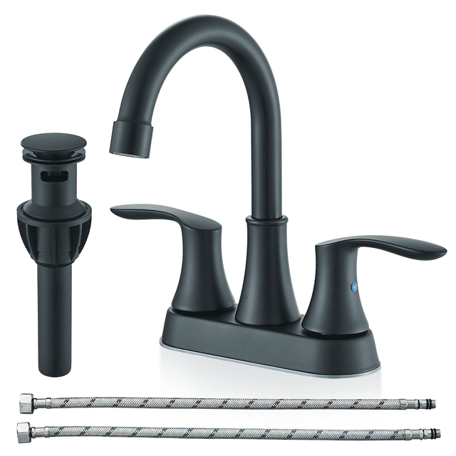 CES Matte Black Bathroom Sink Faucet 2 Handle 4 Inch Centerset Vanity