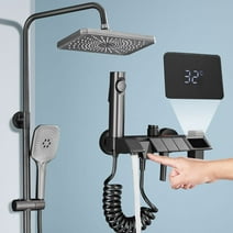 CES Matte Grey Shower Faucet Set Rainfall Shower Head Combo System with Hand Sprayer