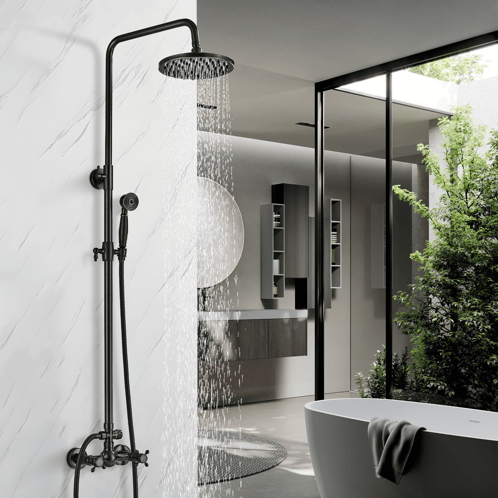 CES Outdoor Indoor Shower Faucet System Exposed Shower Fixture