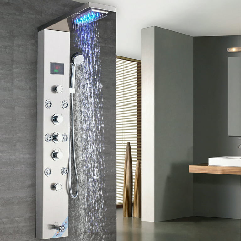 LED Modern Rain Shower System,Shower Body Spray System,Bathroom Full Shower  Set,Massage Shower Set,Multifunctional Thermostatic Shower Valve And Hand