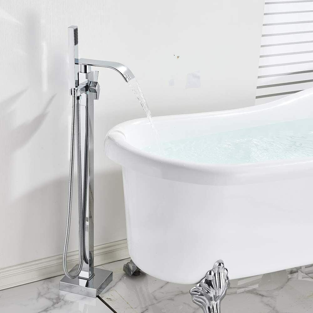 CES Stainless Steel Bathroom Free Standing Tub Filler Faucet Chrom Freestanding Bathtub Faucets ...
