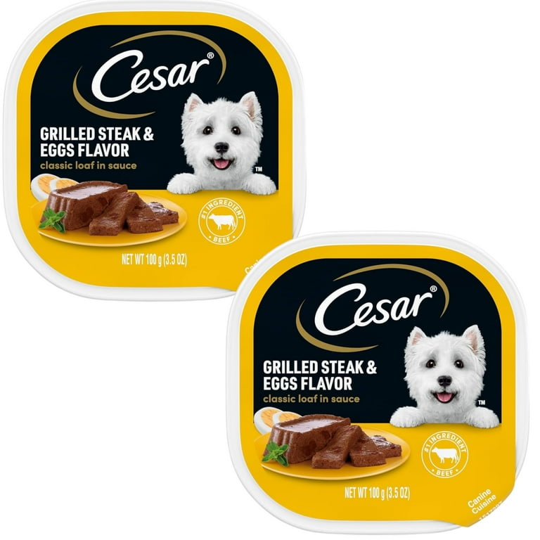 Cesar Classic Loaf Grilled Steak & Eggs Adult Wet Dog Food, 3.5 Oz. Cesar Classic Loaf Grilled Steak & Eggs Adult Wet Dog Food, 3.5 Oz.