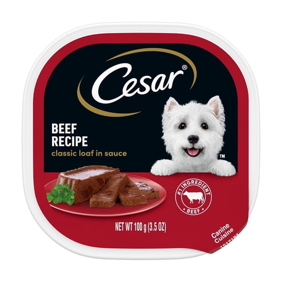 Cesar Classic Loaf in Sauce Adult Wet Dog Food, Beef Recipe 3.5 oz (Pack of 2)